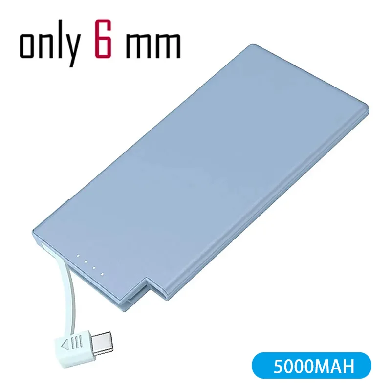 

Auskang Portable Power Bank 5000mAh Thin Built in Cable USB C Charger standby battery For iPhone 14 13 12 Huawei Xiaomi Charge