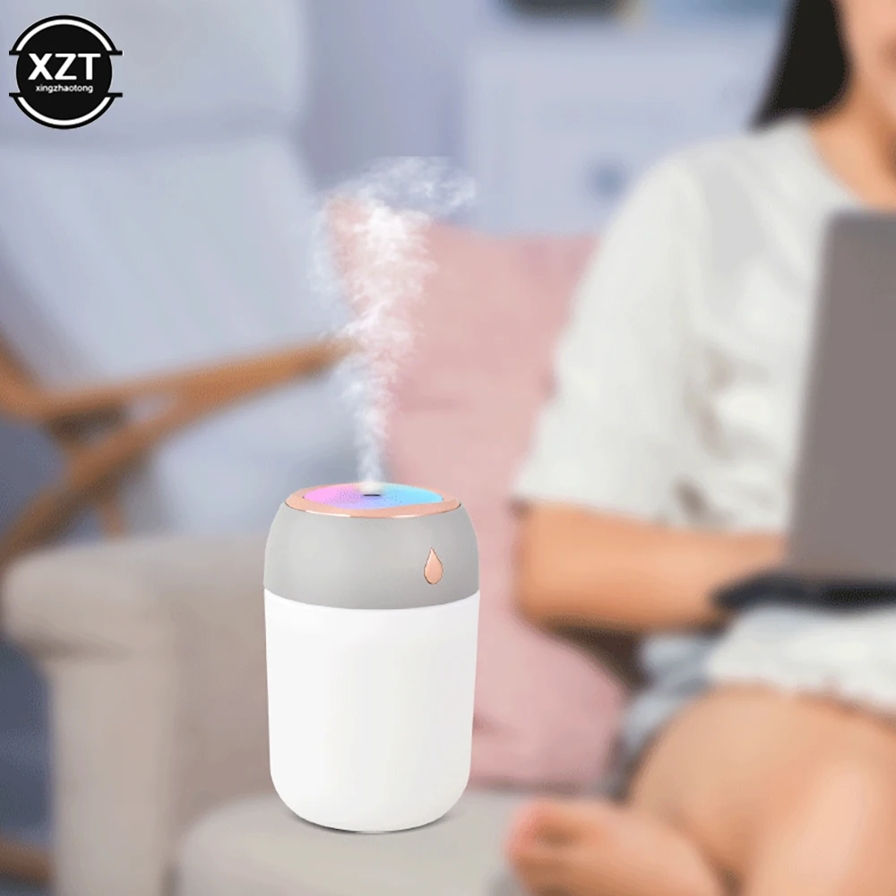 

330ml USB Desktop Humidifier Office Bedroom Home Humidifier Portable Car Humidifier Colourful LED Ambient Light