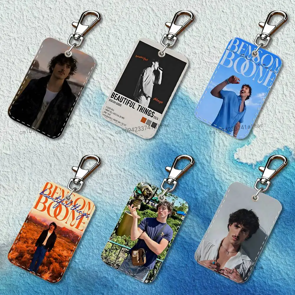 

Beautiful Things B-Benson B-Boone Rectangle Access Card Case Leather Card Holder Keychain Key Ring Transportation Card Case