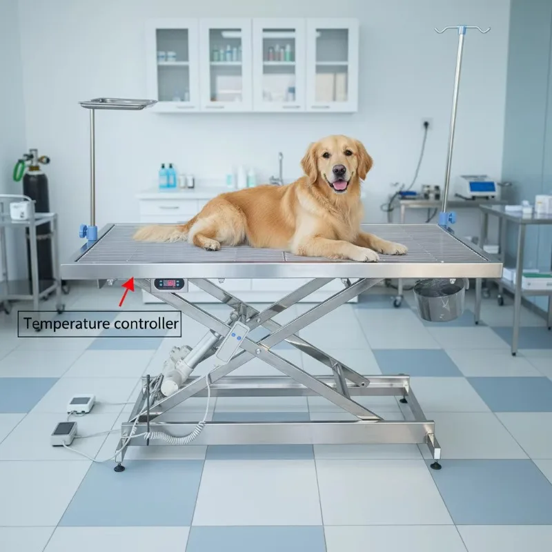 Electric Cross Operating Table 304 Stainless Steel Constant Temperature Cosmetic Dissection Table for Pet Hospitals