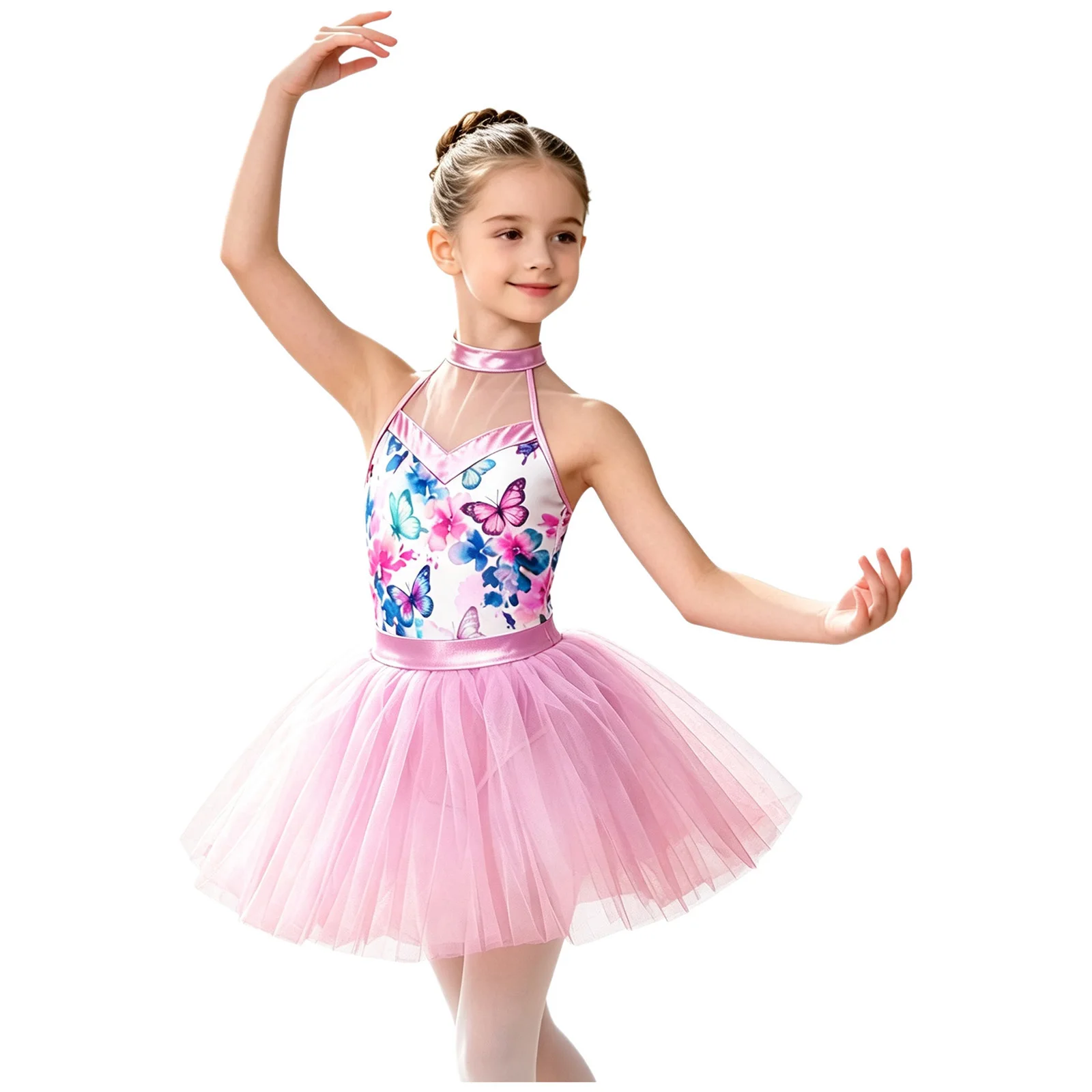 Glänzendes Metallic-Ballett-Tutu-Kleid für Mädchen mit Tier- und Leopardenmuster für Tanzwettbewerbe und Aufführungen – Detail 4