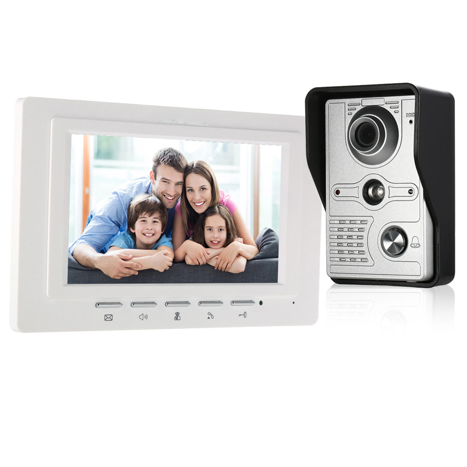 7 inch Wired Video Doorbell Indoor Monitor Rainproof Outdoor Camera Visual Intercom Two-way Audio Remote Unlock Video Door Phone