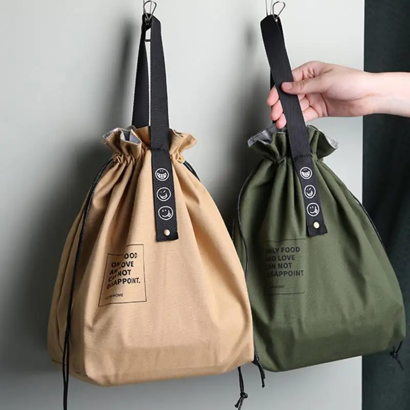 Canvas Lunch Bag Bento Box Handbag Outdoor Portable Picnic Dinner Container School Fresh Keeping Food Storage Tote Accessories