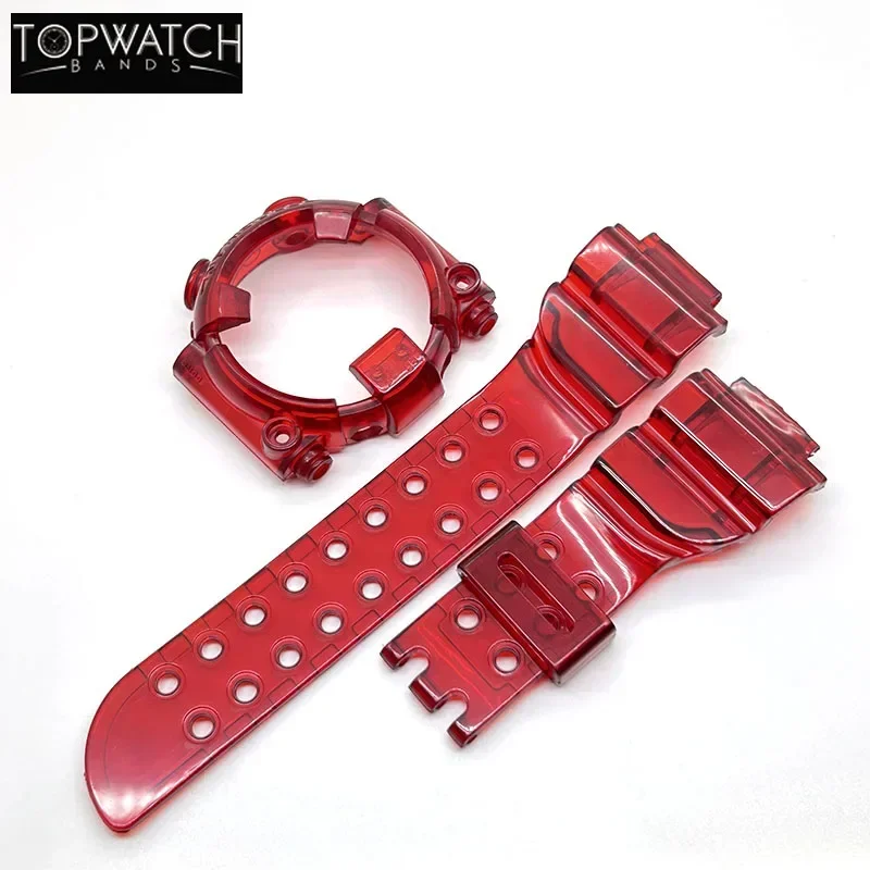 DW8200 Bezel Ice Transparent Watchband Wholesale Sample Watch Band Strap Cover Bracelet Silicone Replacement Red Green Blue