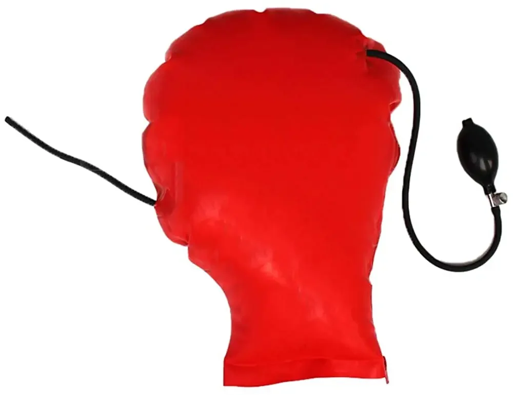 Latex Hood Mask Tube and Inflatable with Back Zip Decoration Cosplay Club