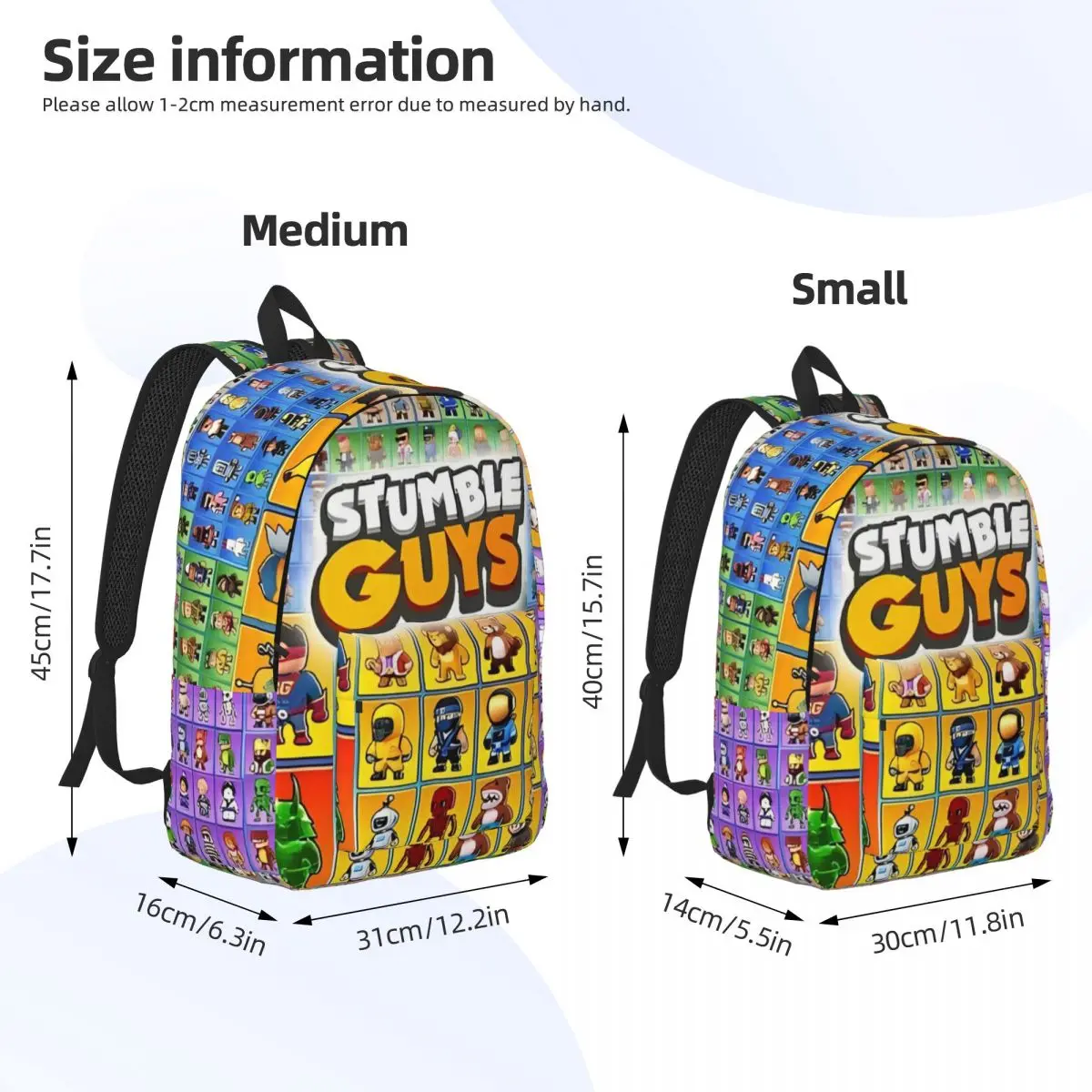 Stumbles Funny Game Cartoon Guys Fashion Backpack Durable Student Work Back to School Gift Daypack Men Women Laptop Canvas Bags