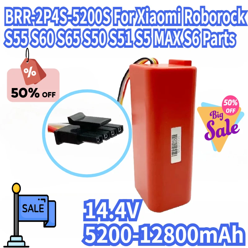 

14.4V BRR-2P4S-5200S Robotic Vacuum Cleaner Replacement Battery For Xiaomi Roborock S55 S60 S65 S50 S51 S5 MAX S6 Parts