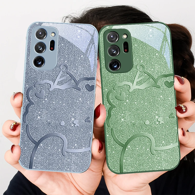 Pink romantic teddy bear For Samsung A01 A02 03 Core 04 05 06 10 12 13 14 5G 15 16 M02 12 Note 8 9 10 20 glass Ultra phone case