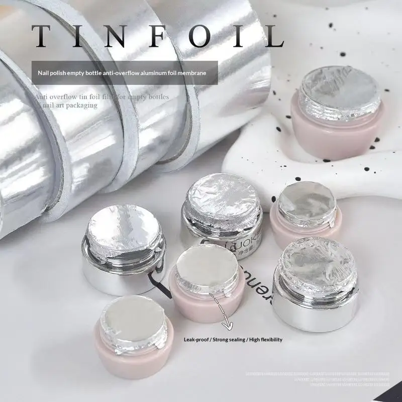 Nail Art Anti Overflow Pre-Cut Aluminum Foil Membrane Leak Proof Strong Sealing for Nail Polish Removal Use