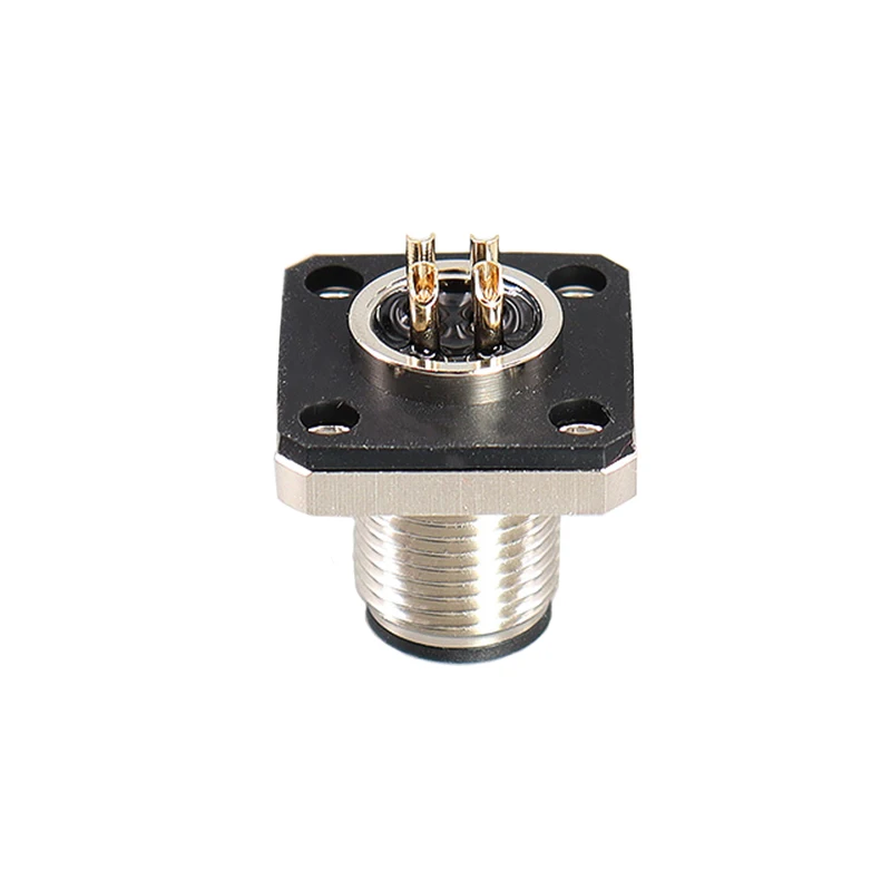 Imagem -03 - Conjuntos M12 Conector Quadrado Flange Soquete Sensor Macho Fêmea Butt Plug 12 Pinswaterproof Aviação Plug 10 100