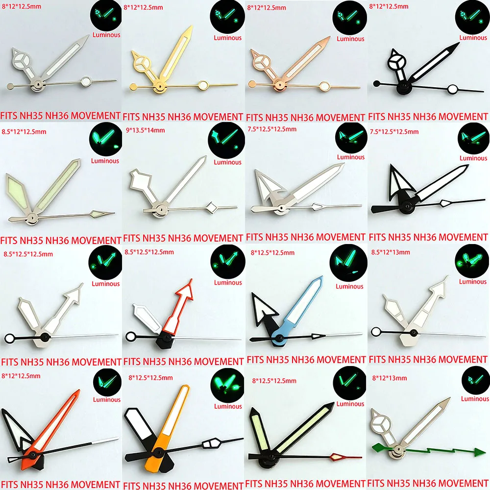 Watch Accessories Pointer NH 35 NH36 Hands Green/Blue Super Luminous Suitable For NH 35 NH36 Movement