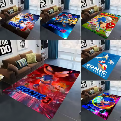 MINISO 3D S-Sonic Gaming Rug for E-sports Room Vibrant Printed Living Room Decor Floor Mat Kids Bedroom Decor Gamer Gift Idea