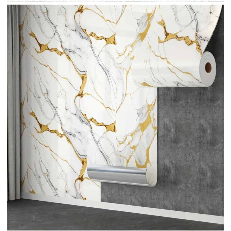 تأثير الرخام ورق جدران ذاتي اللصق قشر وعصا ملصقات جدار البلاط سميكة الفينيل لوحات الرخام الديكور مع الأوردة الذهبية