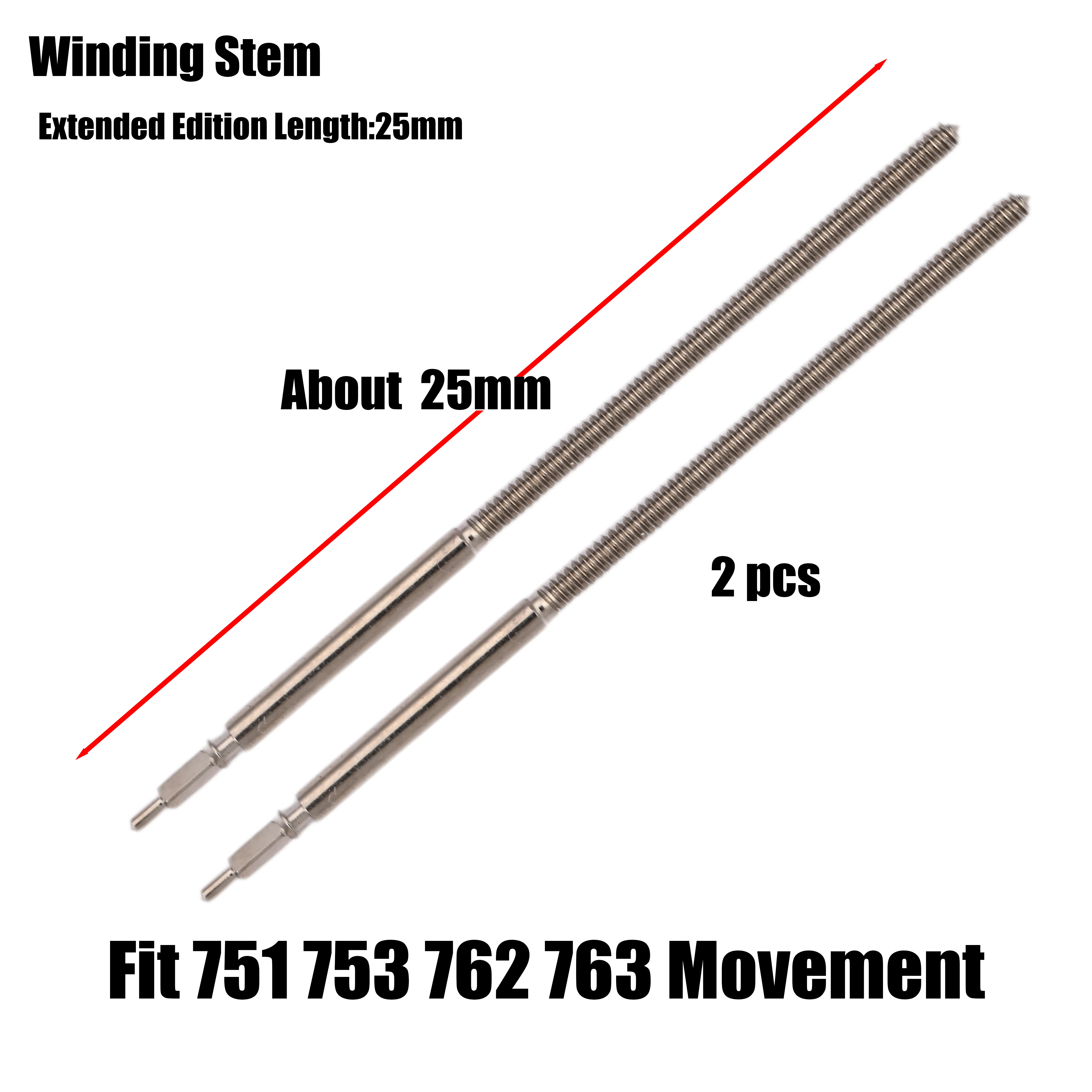 2pcs Winding Stem for 751 753 762 763 Movement Ronda 751 753 762 763 Movement Watch Repair Parts Handle Rod Stem