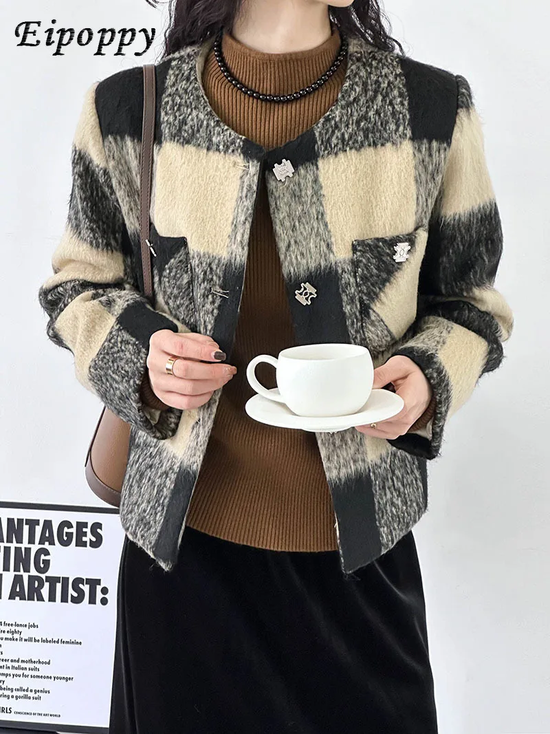 سترة صوفية منقوشة عتيقة ، سترة شتوية أنيقة ، جديدة