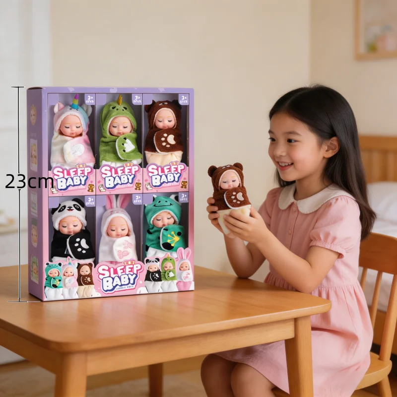 Reborn Sleeping Bag Doll Children's Toy Girl Surprise Birthday Gift Bedside Desktop Ornament Decoration Mini Simulation Model