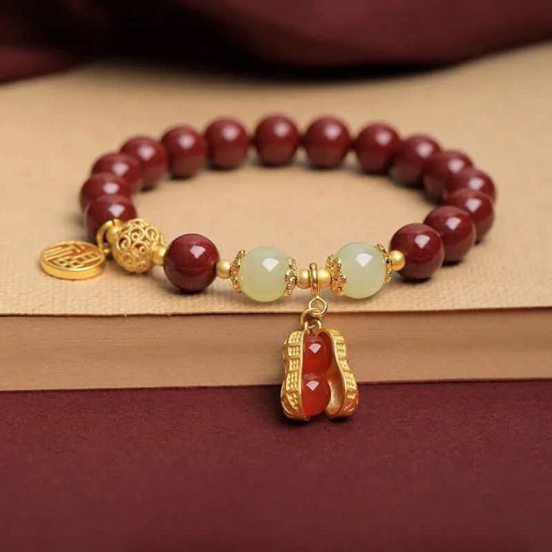 

Hetian Jade Cinnabar Bracelet, Good Thing Peanut Agate Bracelet.