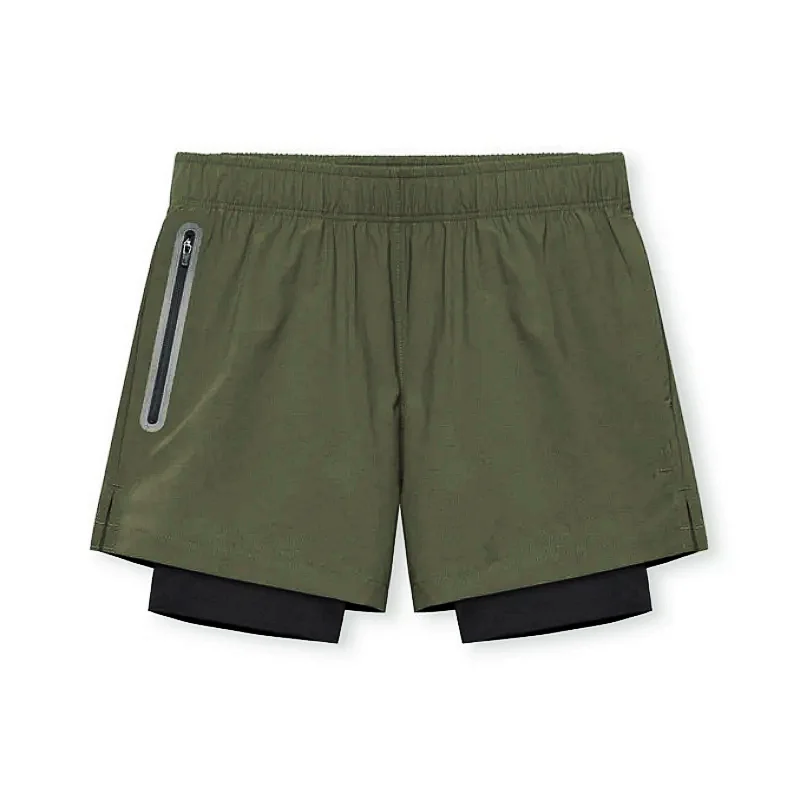 2025 ผู้ชายใหม่ฤดูร้อน Quick-DRY Breathable กางเกงขาสั้นผู้ชาย Double-Deck ฟิตเนสกีฬากางเกงขาสั้นการฝึกอบรมสบายๆกางเกง Sweatpants