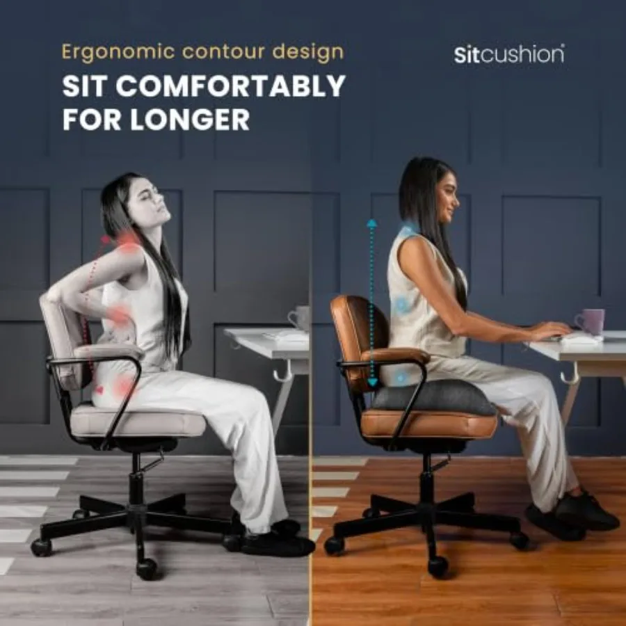 Extra Large Memory Foam Seat Cushions for Office Chairs, Pressure Relief Seat Cushion for Tailbone Pain Relief, Sciatica and Ba