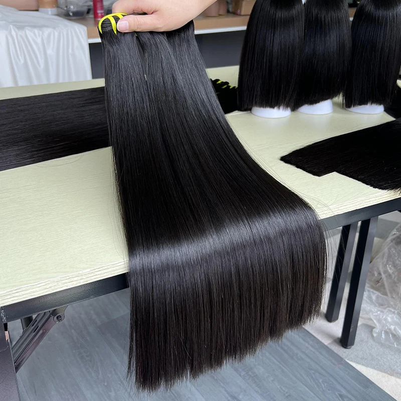 Raw Pacotes de cabelo humano, 100% não transformados, Natural Pacotes Preto, Duplo Desenhado Pacotes retos, cabelo cru, pode tingir, 613 cores, 12A Grau