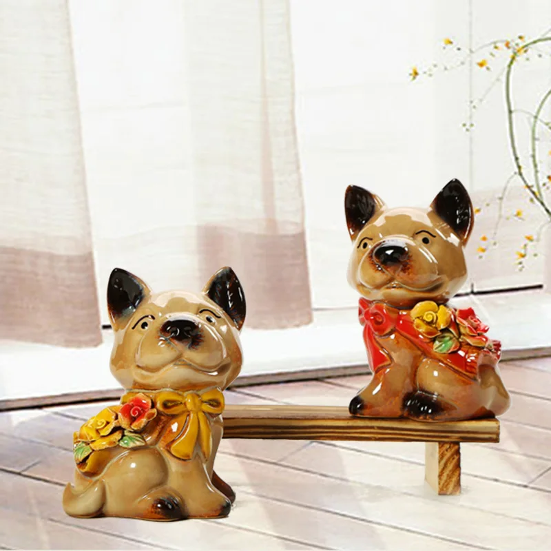 

Ceramic Animals Lucky Dog Decoration 12 Zodiac Cartoon Lunar New Year Ornaments Souvenirs Birthday Gifts Living Room Home Decor