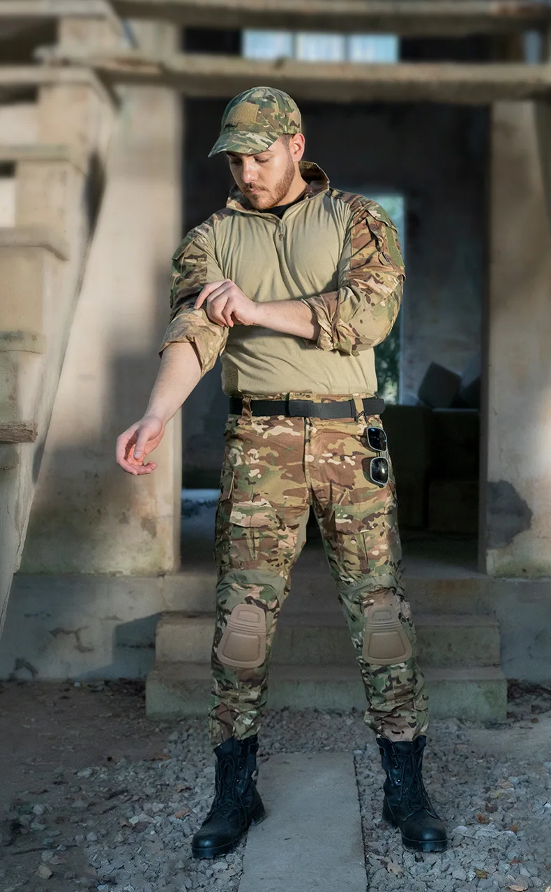 Summer Camouflage Wear-Resistant G3 Combat Uniform Breathable Frog Suit Camouflage Tactical Set, Long Sleeve Shirt with Pants​