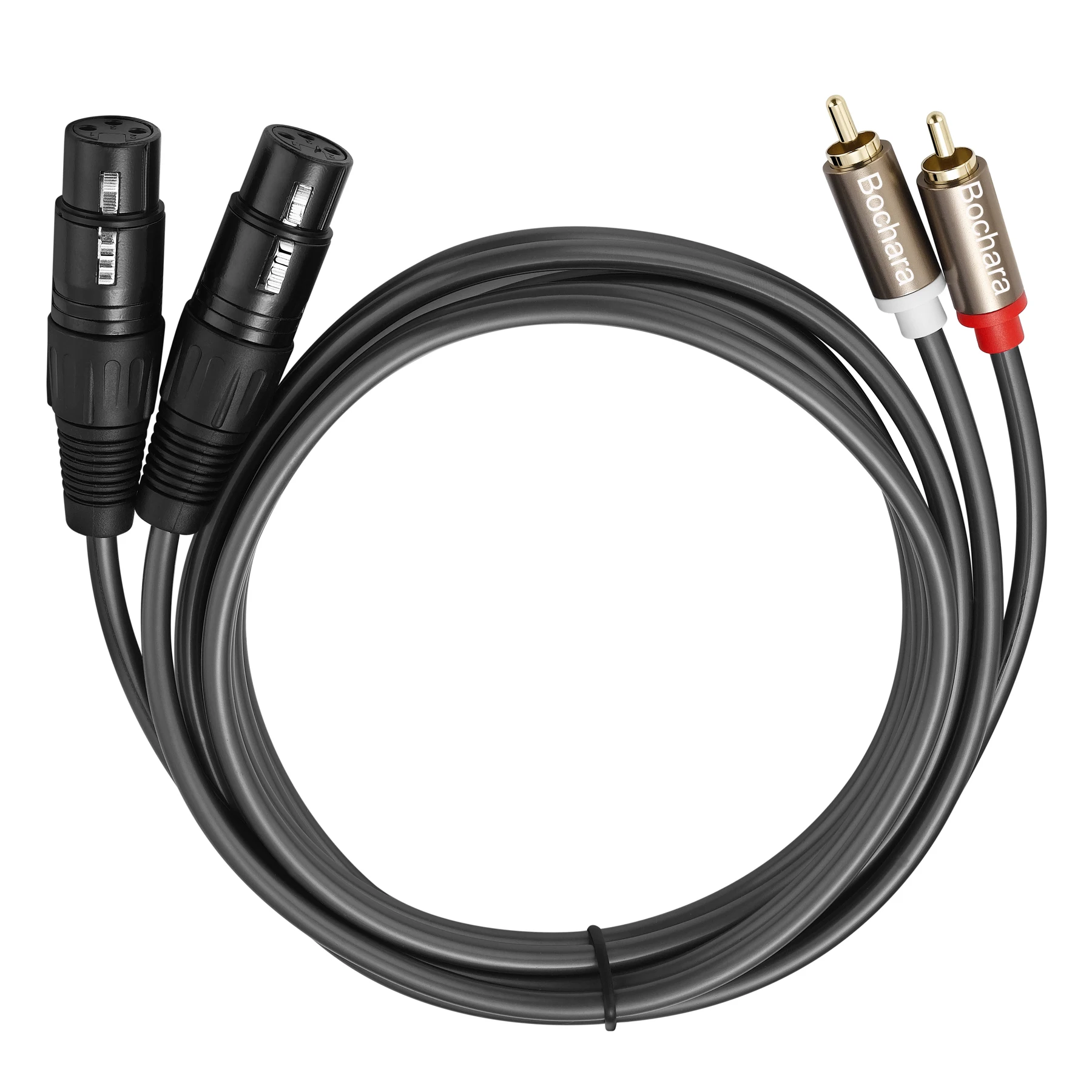 Bochara Dual XLR żeński do 2RCA męski kabel Audio ekranowany dla wzmacniacza mikser głośników 1.5m 3m