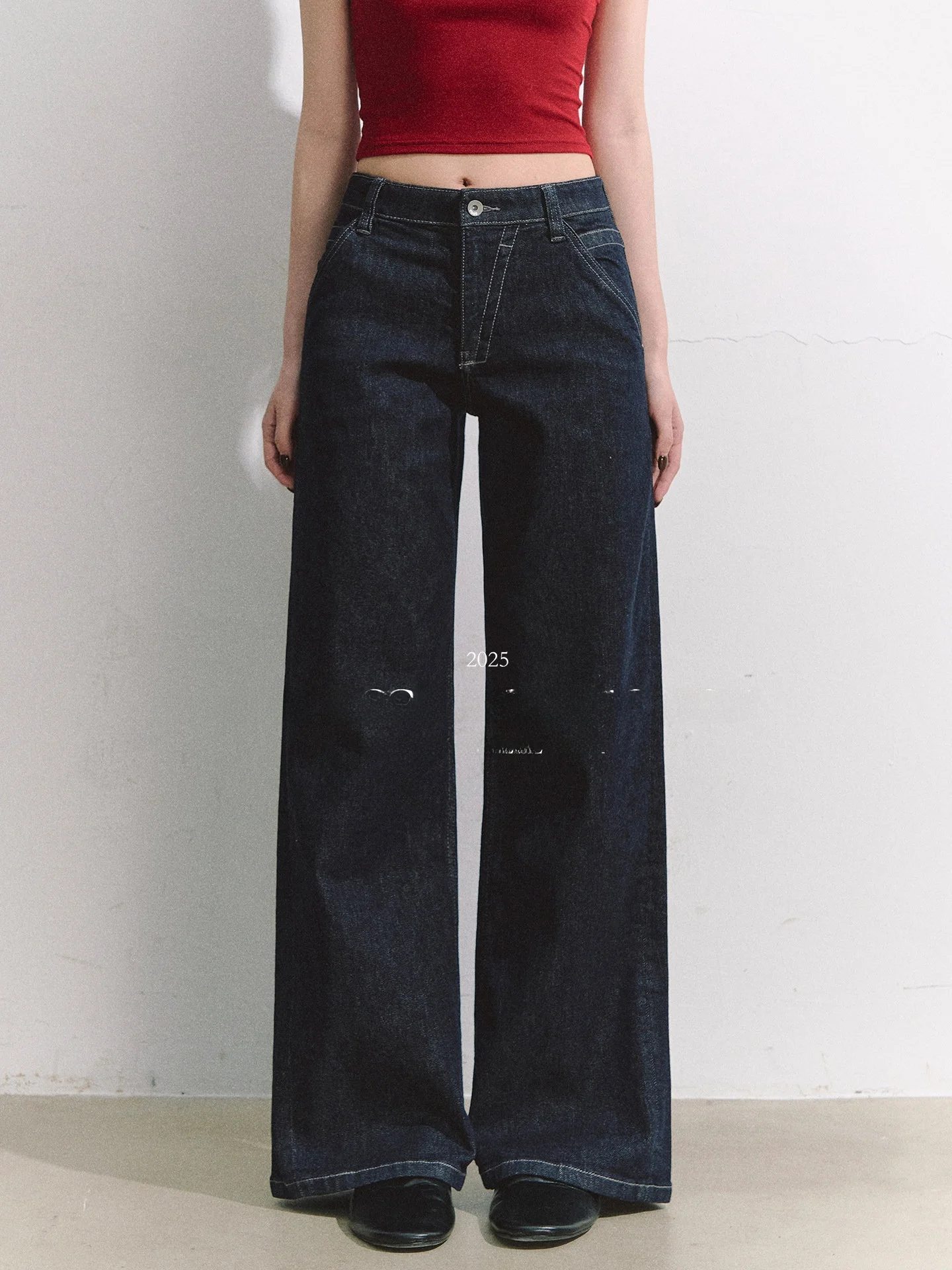 

Модные женские джинсы с высокой талией и широкими штанинами, прямого кроя, повседневные, для зимнего сезона