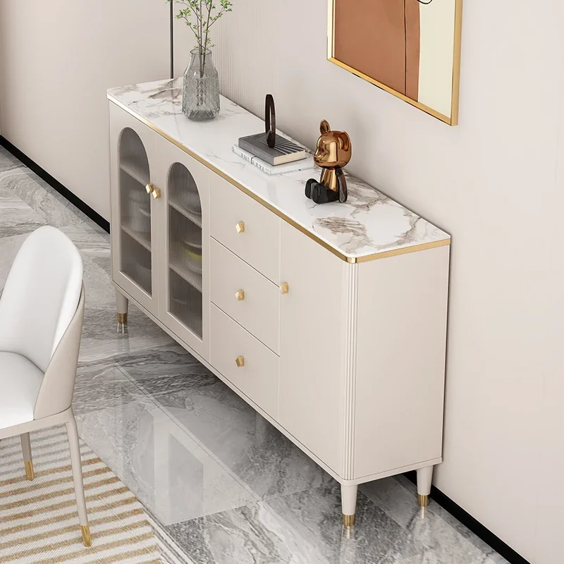 

French cream buffet sideboard, modern minimalist lightweight luxury kitchen locker wine cabinet living room household sideboard