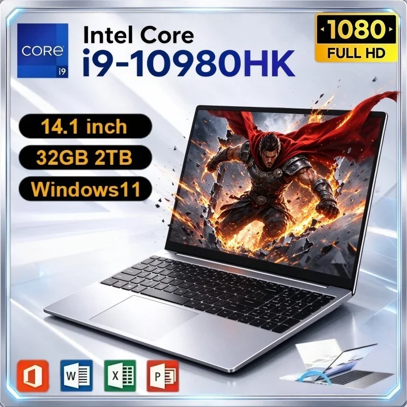 Hot 14.1 Inch Laptop 2026 Intel Core I9-10980HK 32GB Ram 2TB Ssd Win11 Computer Notebook For Daily Use Office Gaming