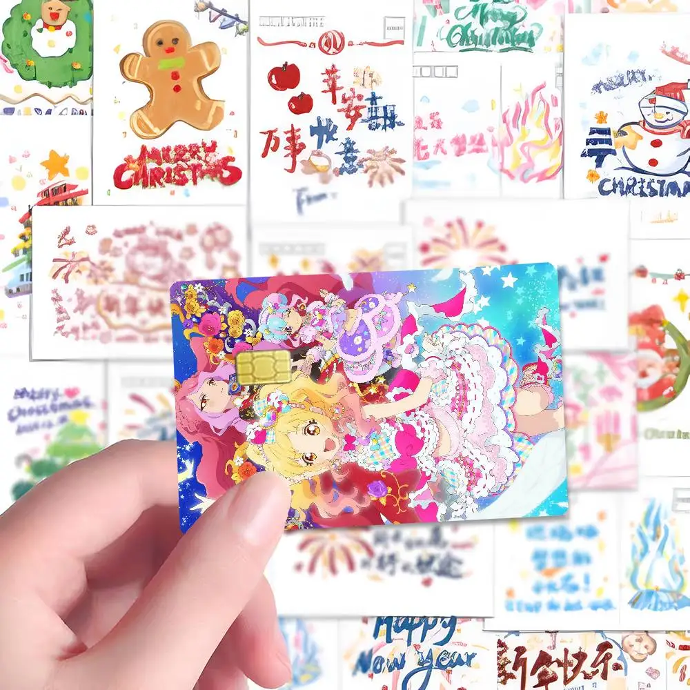 Anime Aikatsu Game Film Cover Sticker Case For Small Chip Credit Debit Card Front Side