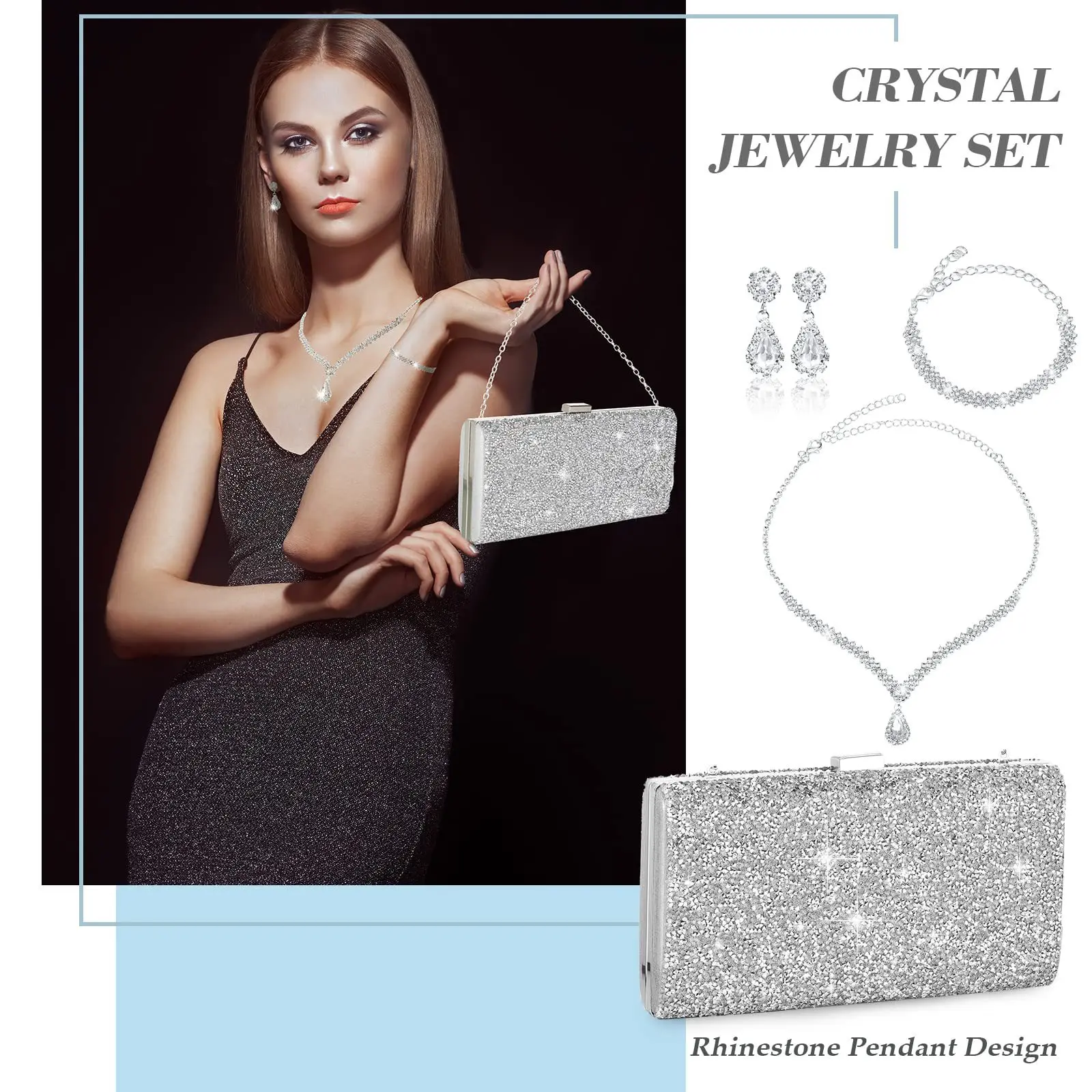 

Twinkle Luxury Handbag Wedding Party Evening Bags Jewelry Women Temperament Clutches Trendy Crossbody Bags Bracelet Necklace