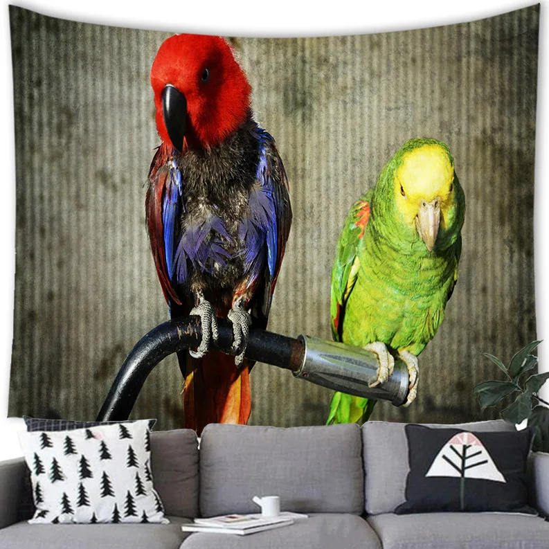 Parrot Landscape Series digital-printed polyester tapestries living rooms bedrooms macrame wall hanging room decor aesthetic