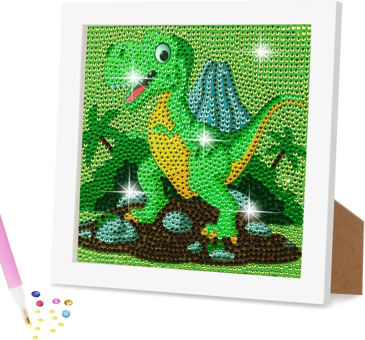 

5d Diamond Art Kit For Kids, Art Crafts Kits Cartoon Easy Kits, Full Drill Diamond Art Gem Painting For Girls Boys (dinosaur)