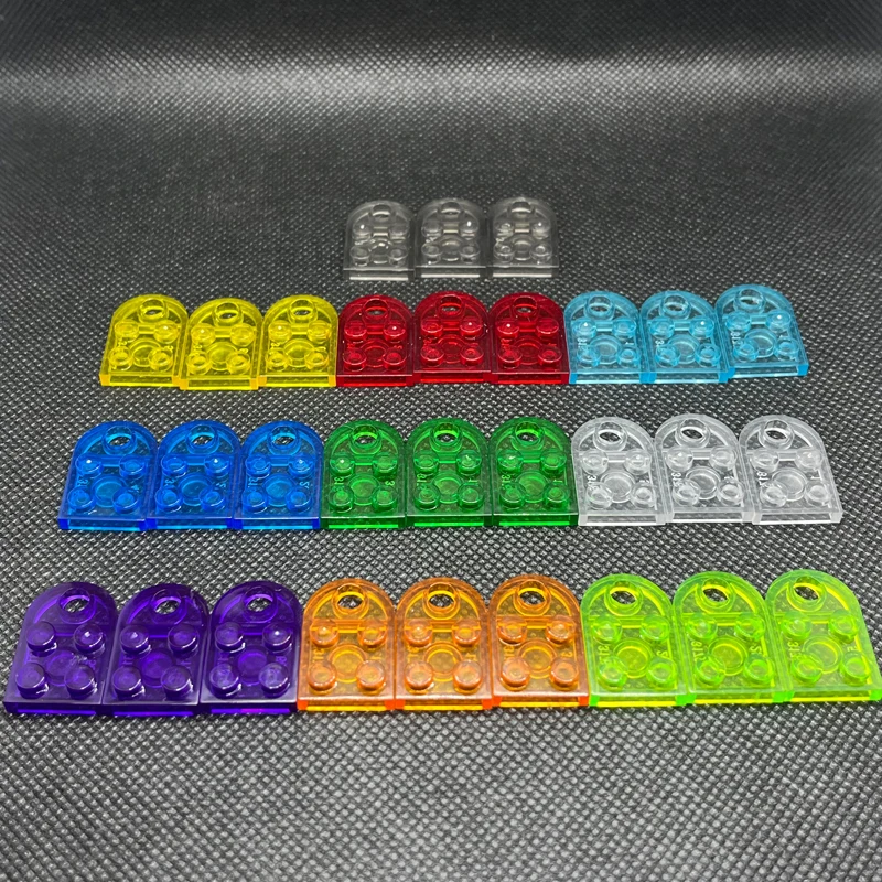 10 Color Transparent Coupling Plate 2x3 with Rounded End Building Block Brick MOC Part DIY Heart Key Ring Necklace Toy 60pcs/Lot