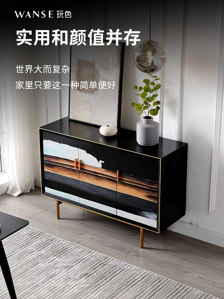 Entrance Cabinet Affordable Luxury Style Living Room and Hotel Painted Partition Decorative Locker Solid Wood Complete Set