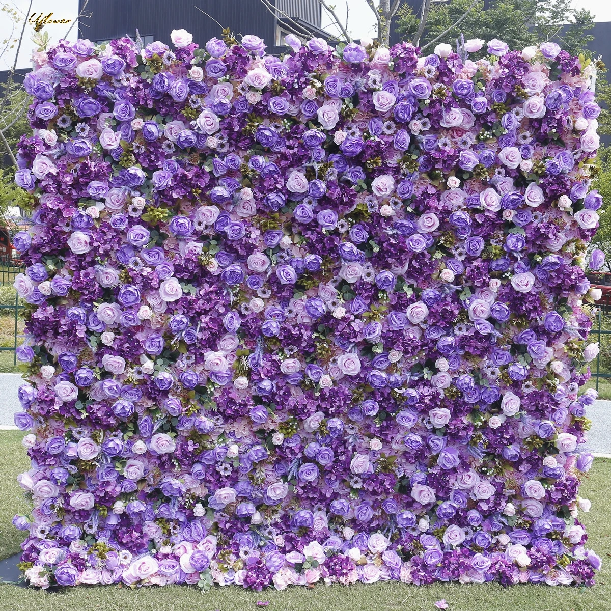 Luxury Wedding Purple Rose 5D Artificial Flower Wall Floral Arch Flower Row Backdrop Event Party Props Flower Floral Arrangement