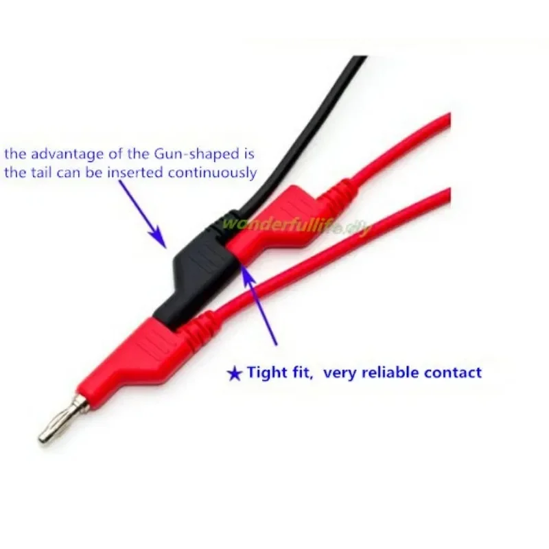 1 Pair Black Red 4mm Stackable Banana Plug To Alligator Clip Soft PVC Cable Multimeter Test Leads