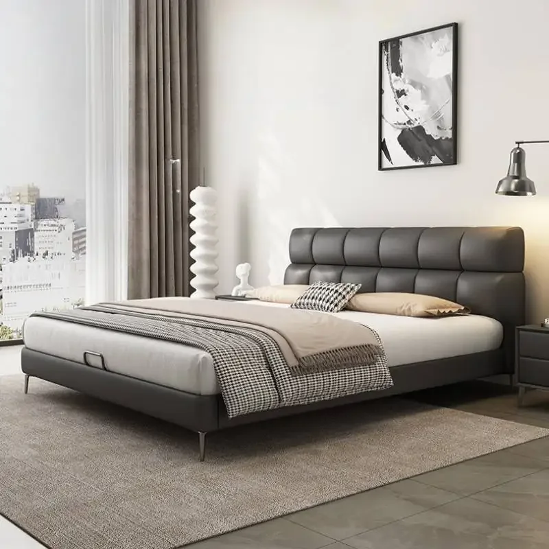 

Modern Double Bed Frame Headboard Storage Nightstands Luxury Bed Frame Bedroom Twin Queen Size Cama Moderno Lujo Home Furniture