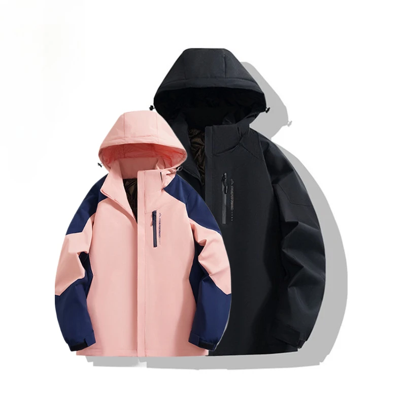 

Outdoor Graphene Jacket Winter Thickened Warm Jacket for Teenagers Couple Style Patchwork Color Windbreaker Men Windproof Jacket