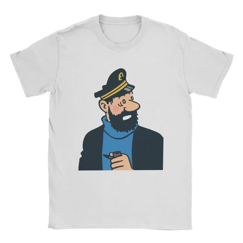 Hipster Captain Haddock T-shirts for men crew neck cotton t shirts cartoon short sleeve tee shirt graphic clothing