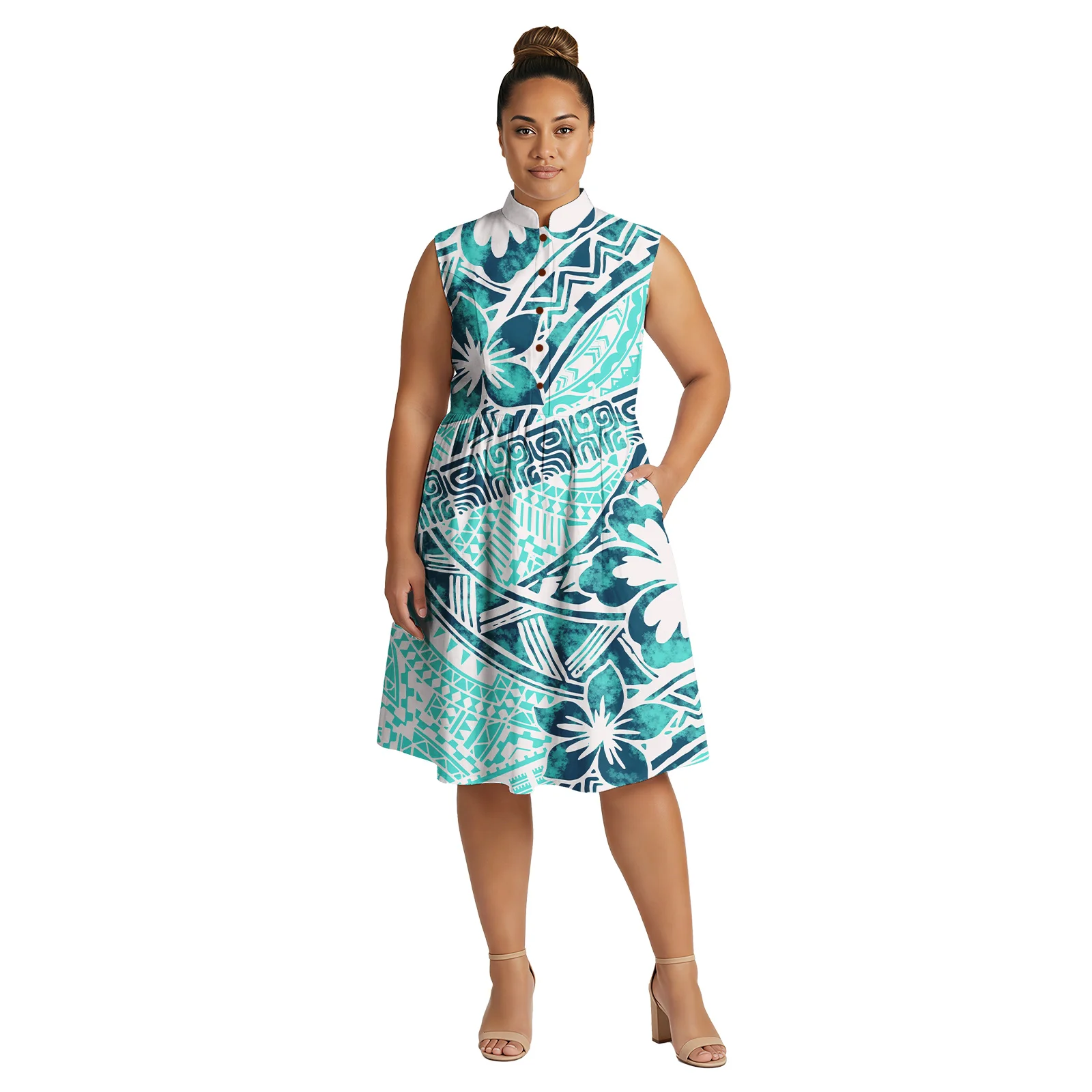 

Высококачественные женские платья на заказ: Самоанские и полинезийские модели больших размеров с пуговицами, дизайнерские платья с воротником-стойкой в гавайском стиле