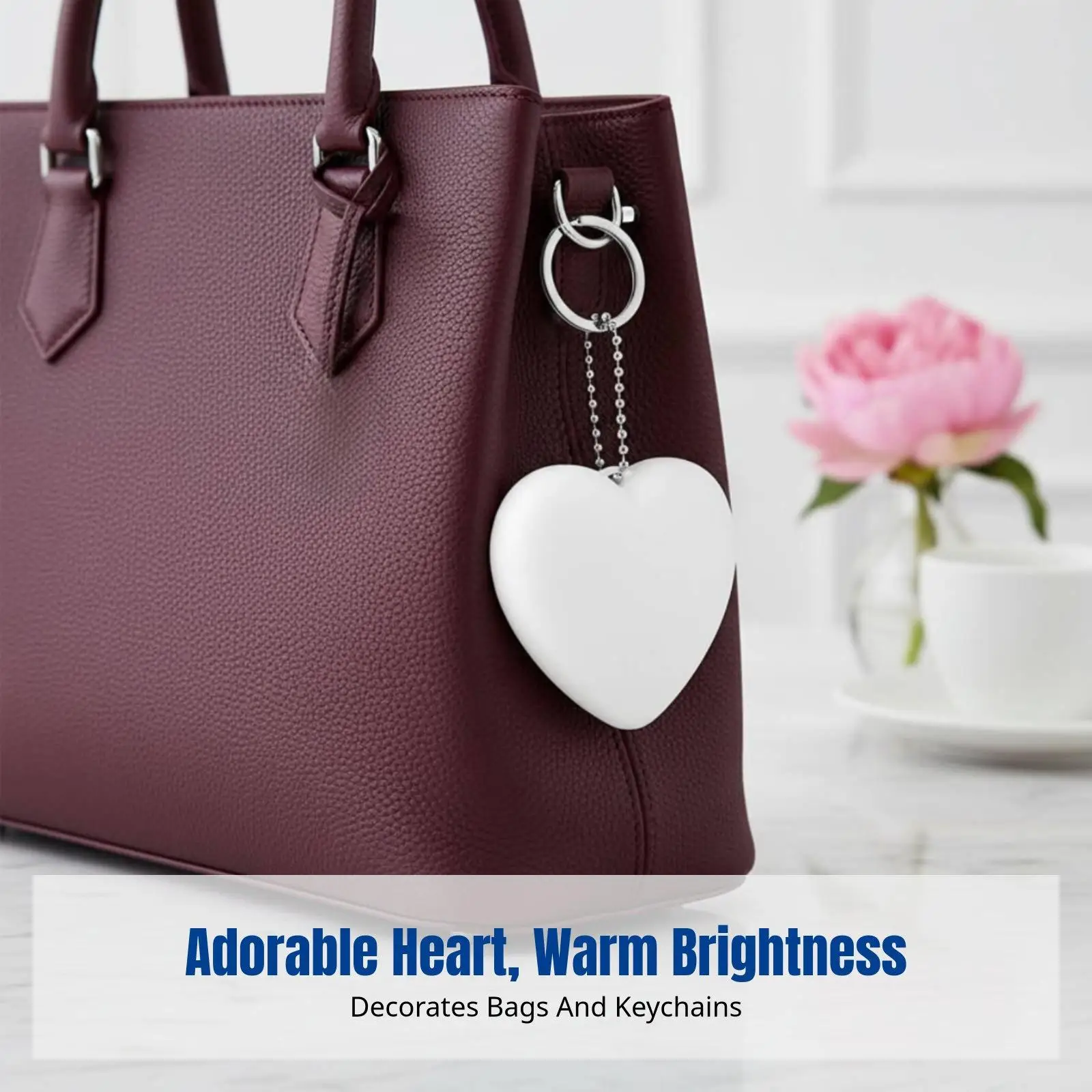 Small Heart Keychain Light for Women Purse Bag Glow in Dark Portable Cute Charm Gift