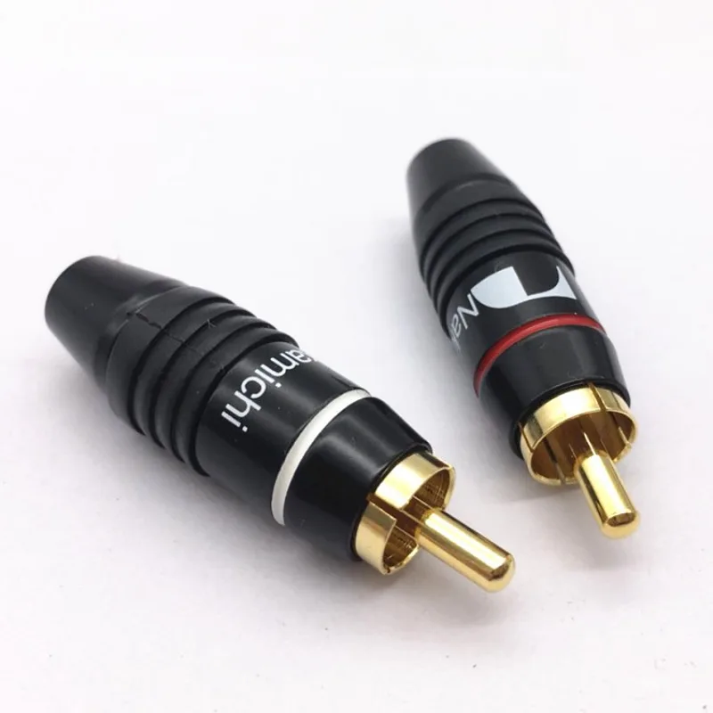 Conector RCA Nakamichi preto completo banhado a ouro Conector AV de plugue de vídeo Lotus