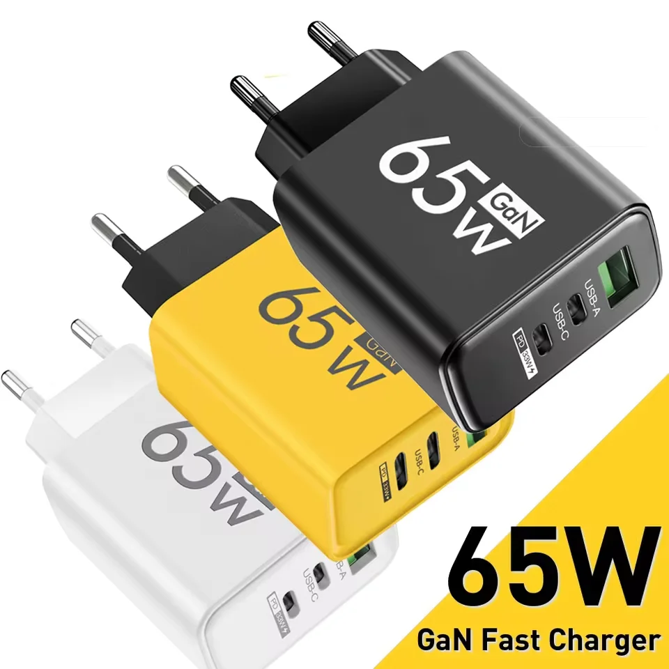 Caricabatterie GaN tipo C totale da 65 W Adattatore da muro per caricabatterie da viaggio portatile USB a ricarica rapida con cavo dati PD per telefono Xiaomi Samsung