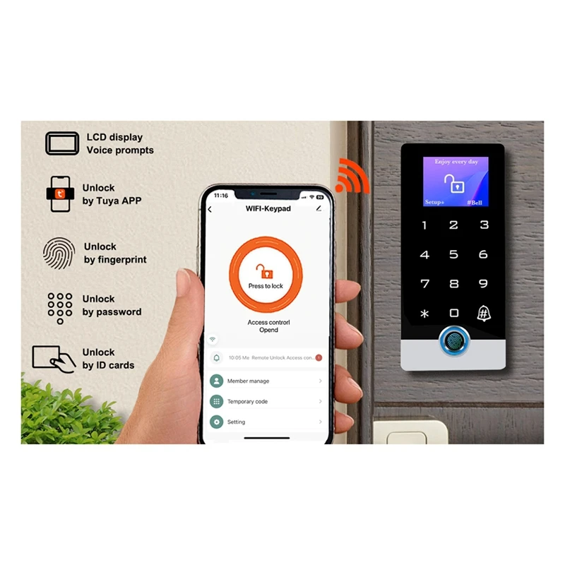 T81C Full Metal Wifi TUYA Access Control System With LED Screen Voice Fingerprint Password Stand-Alone Door Access Keypad
