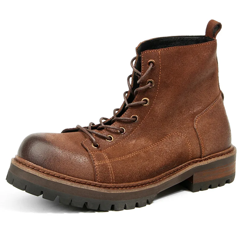 Vintage Cow Suede Mens Ankle Boots Genuine Leather 2026 Autumn British Style Outdoor Short Casual Business Social Shoes Man