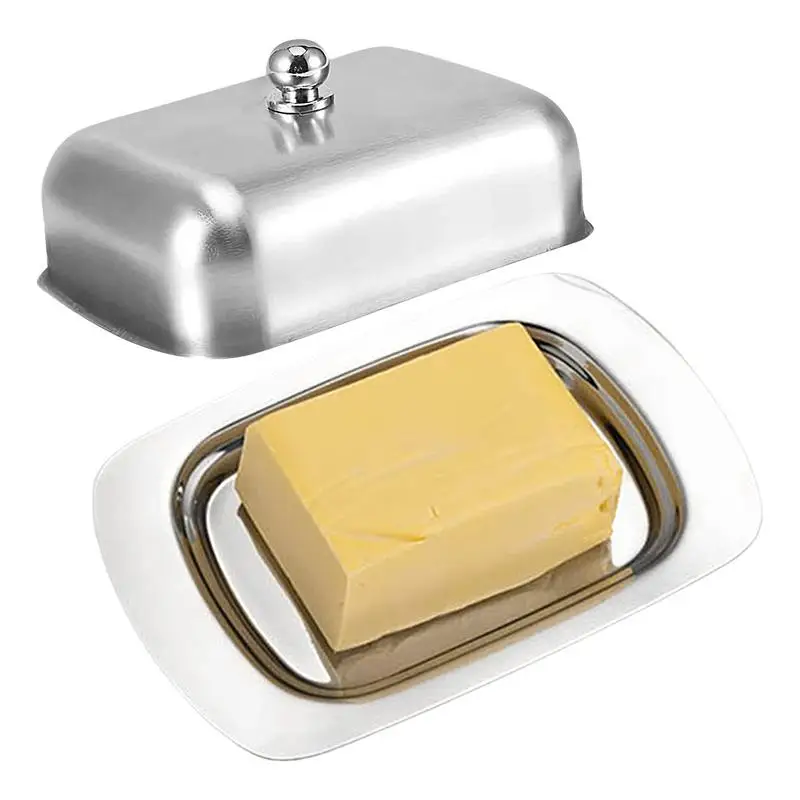 Caja de almacenamiento de mantequilla, contenedor de frutas, pan y pasteles, bandeja de acero inoxidable para servir galletas, ensalada y carne, para restaurante, Hotel y cocina