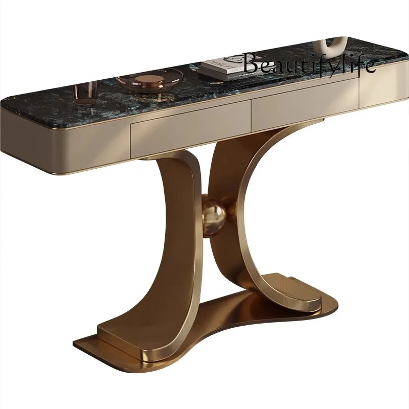 

Natural luxury stone entrance table Entry light luxury entrance platform Aisle case Modern simple entrance cabinet