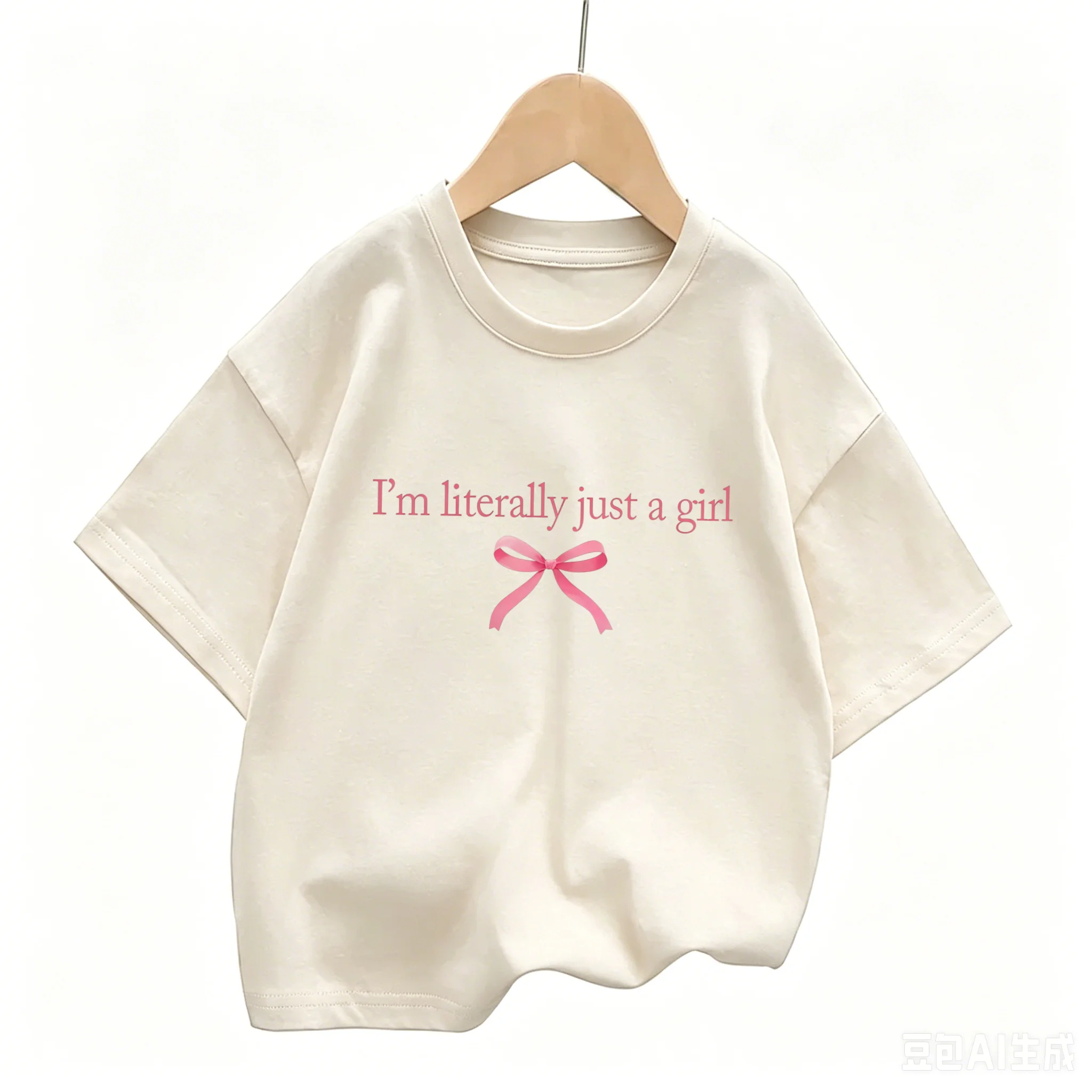 Latest vintage style. I'm actually just a girl. Printed paper Y2K children's pure cotton short-sleeved T-shirt.